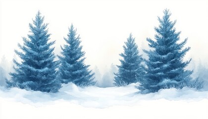 Obraz premium Watercolor painting of a snowy forest. This image can be used for winter, nature, and holiday themes.