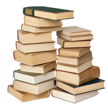 blank color stack books isolated on transparent background PNG