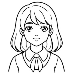  cute modern student girl lined illustration