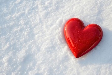 Fototapeta premium Simple red heart on white background, affection, white background, red heart, simple design