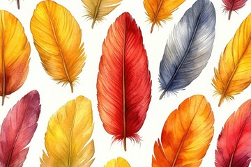 Obraz premium Watercolor illustration of feathers. This image is perfect for projects related to nature, beauty, and design.