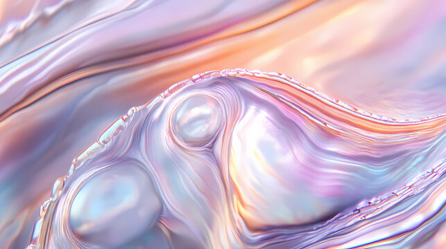 Close-up of iridescent pearl shell texture with soft natural ripples. minimal background for design. Iridescent Pearl Shells. Illustration