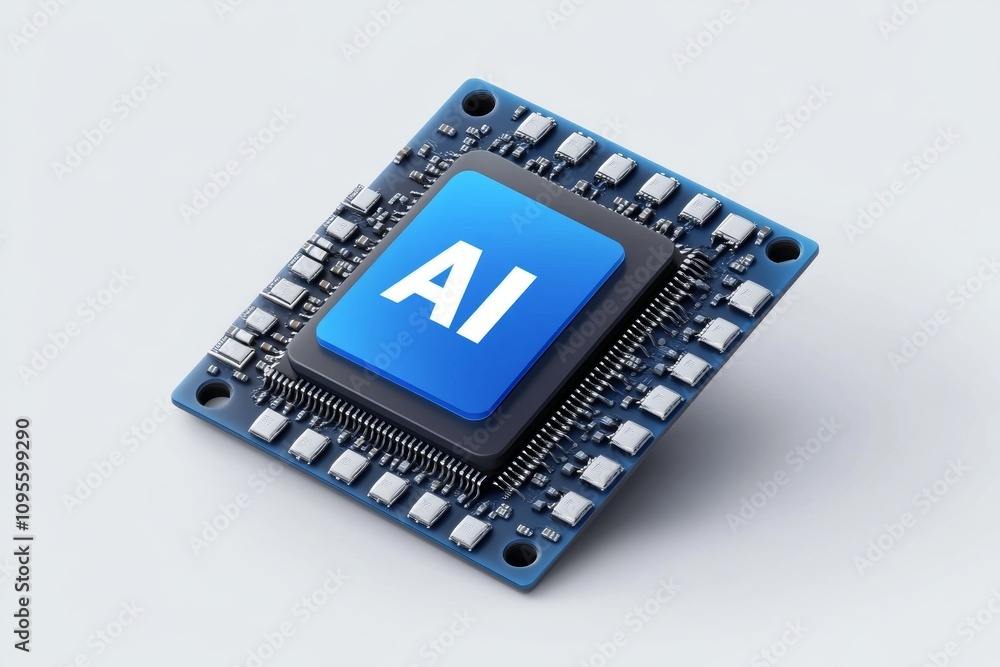 Poster 3d vector computer chip ai technology concept future innovation engineering science
