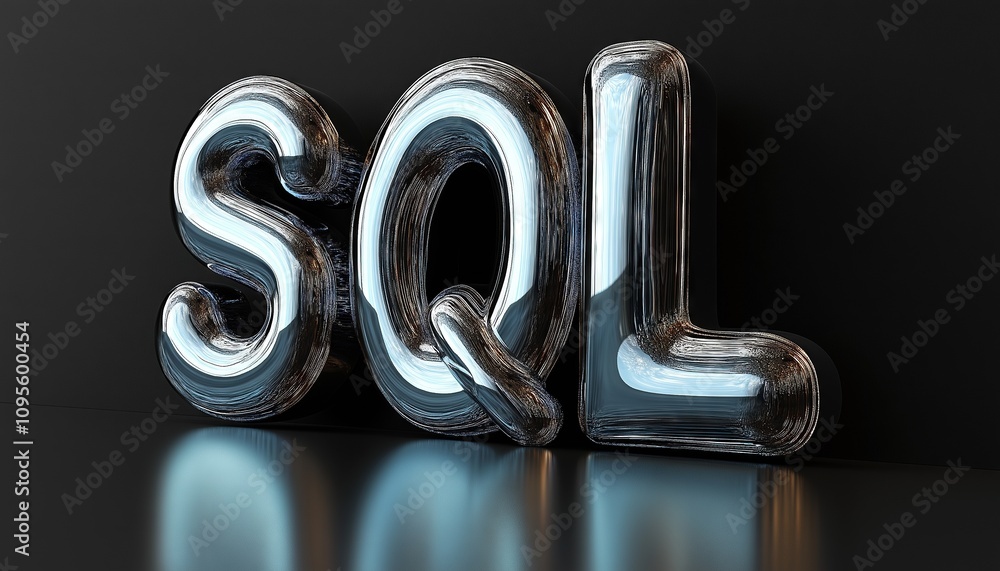 Poster 3D Glossy Text Representation of SQL Programming