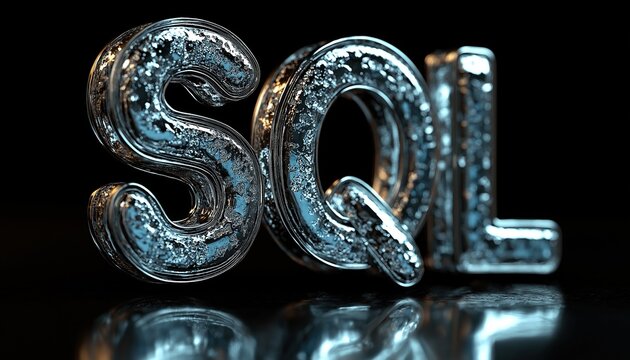 SQL Database Management Concept in Metallic Finish