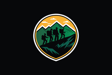 Mountain Hiking Adventure t-shirts Design_Outdoor Exploration Badge_Nature and Wilderness Icon, Vector illustration