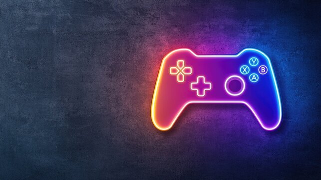 A neon-lit gaming controller against a dark background, exuding a vibrant and modern vibe perfect for gaming enthusiasts and tech lovers.