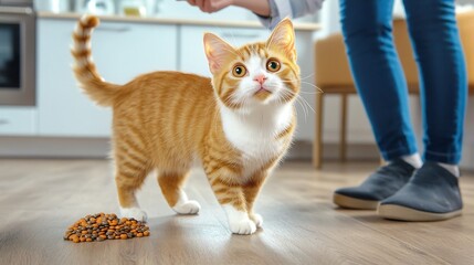Veterinary dietary advice for curious orange tabby cat
