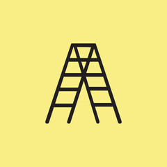 Wooden ladder vector illustration on yellow background. Stair for domestic and construction needs