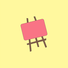 Stand pink board with wooden frame vector illustration. Blank board template