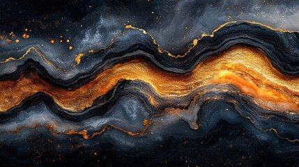 Abstract Gold and Blue Swirls