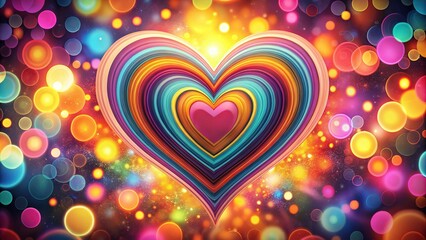 Heart bokeh Valentine's Day, digitally rendered, nostalgic.
