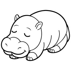 cute sleeping hippopotamus illustration