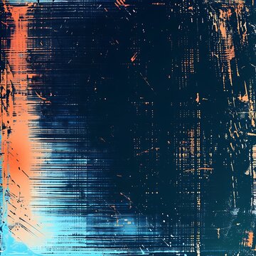 Grunge Abstract Background Featuring a Distressed, Damaged Screen Effect With Bold Orange Tones, Creating a Rough, Textured, and Edgy Aesthetic for Artistic and Design Use