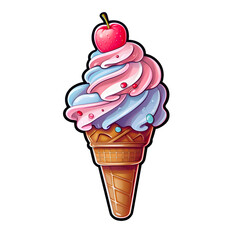 Cute Cartoon Mixed Fruit Ice Cream Transparent Background PNG