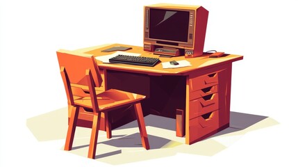 Fototapeta premium Relaxed Gaming Setup with LED Keyboard and Desk