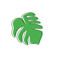 monstera leaf hand drawn outline