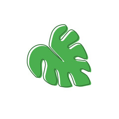 monstera leaf hand drawn outline