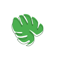 monstera leaf hand drawn outline