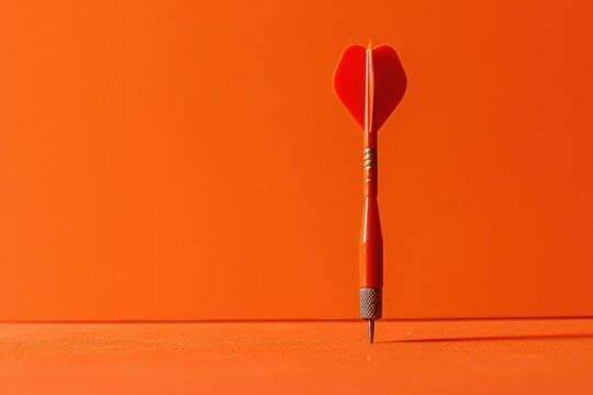 dart, target, focus, precision, sport, competition, achievement, red, orange, background, winner, aim, bullseye, game, success, competition, single dart on orange backdrop