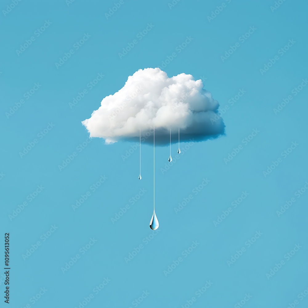 Poster a cloud with a drop of water falling from it