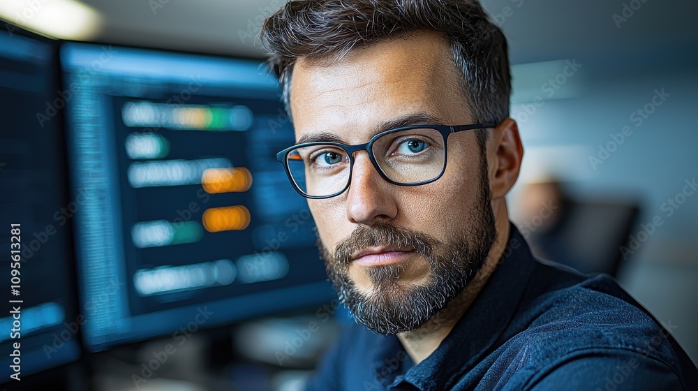 Poster dynamic analyst in control room setting