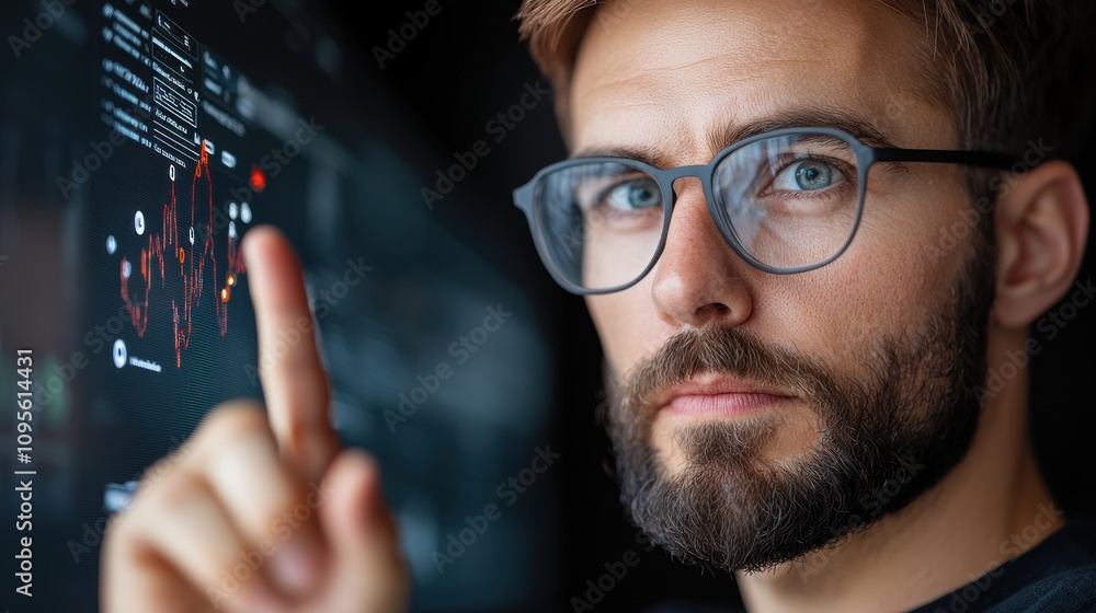 Poster professional using data analytics for business insights