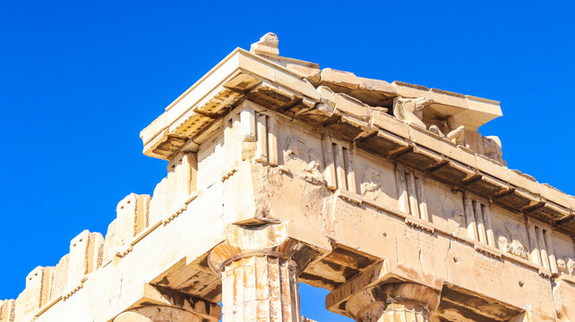 Detalhes do partenon na acr&oacute;poles de Atenas, Gr&eacute;cia