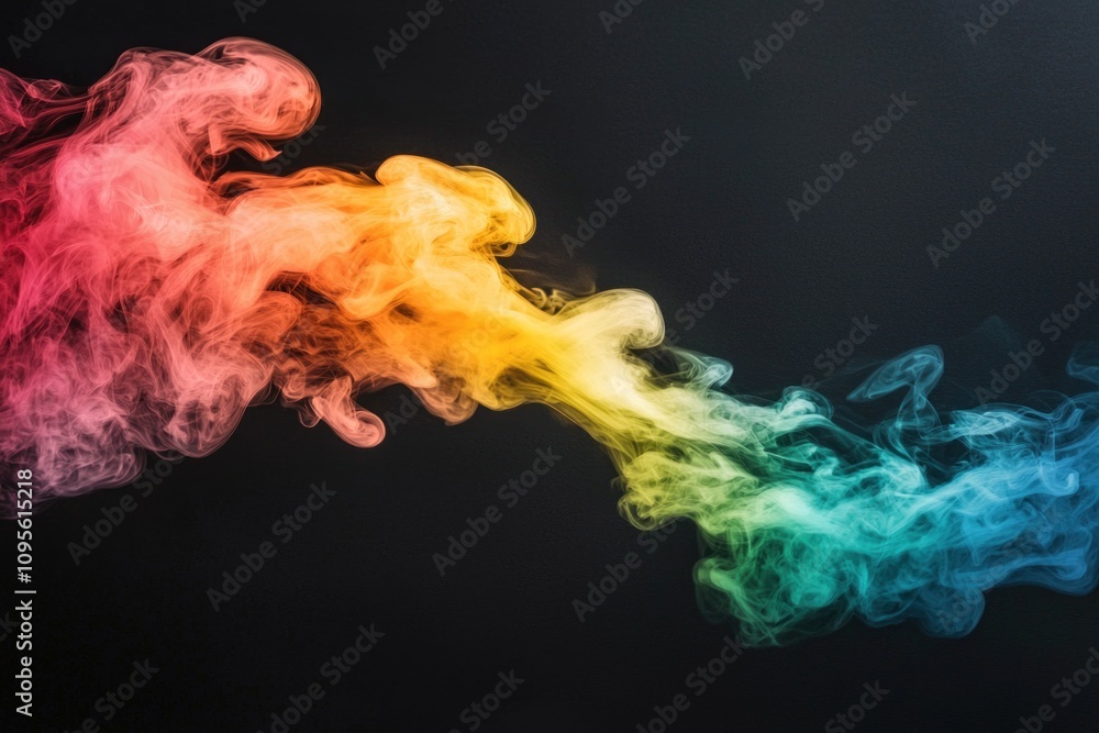 Aufkleber dynamic colorful smoke waves abstract art digital illustration studio setting close-up perspective v