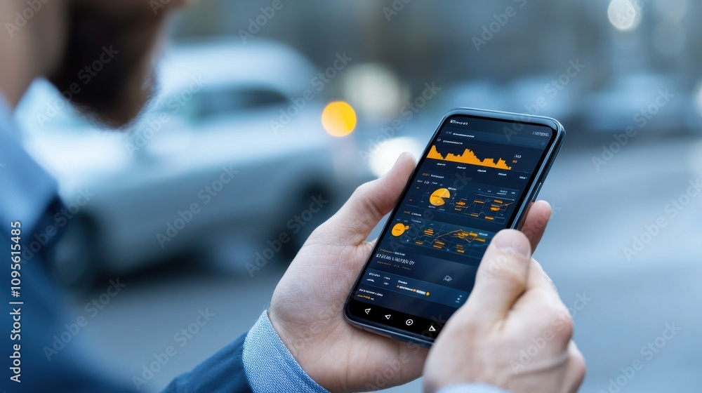 Poster analyst using smartphone app for data visualization