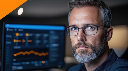 Modern Analyst Working in Office with Dual Screens