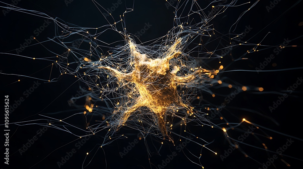 Poster abstract network structure with glowing connections
