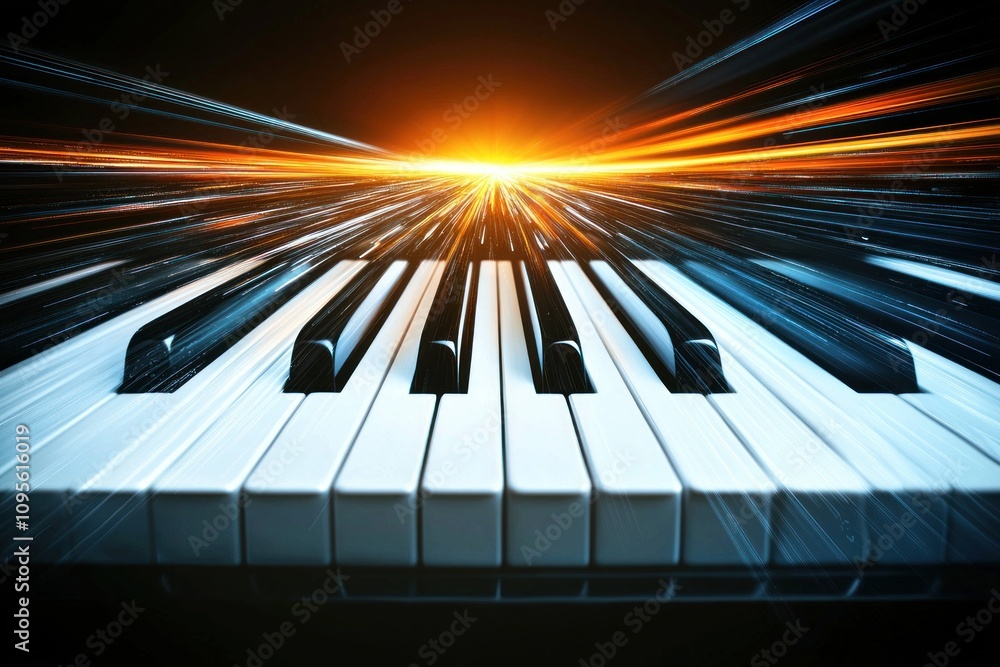 Poster dynamic piano performance studio setting music content creative environment close-up view artistic e