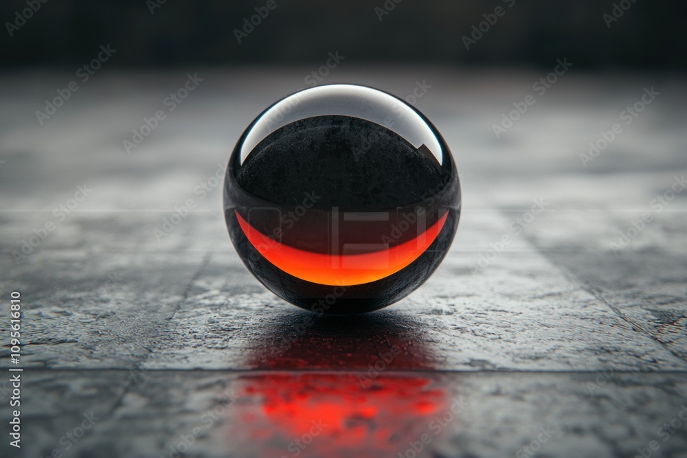 Poster dynamic red orb studio setting photographic art modern aesthetic close-up conceptual design explorat