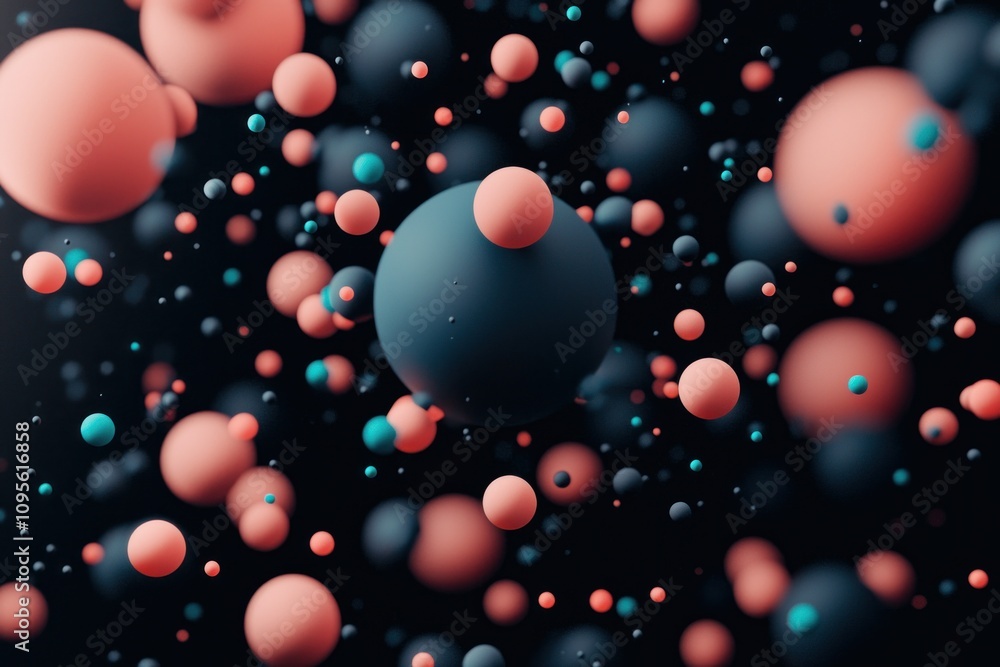 Poster dynamic molecular motion abstract space digital art scientific exploration close-up view concept of 