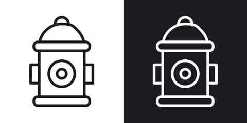 Fire hydrant icon set in blackthin line style.