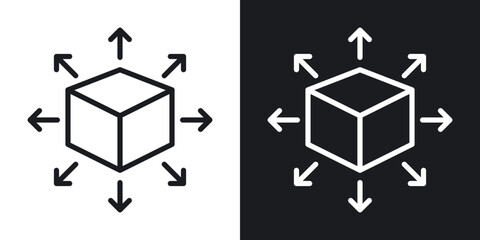 Distribution channel icon set in blackthin line style.