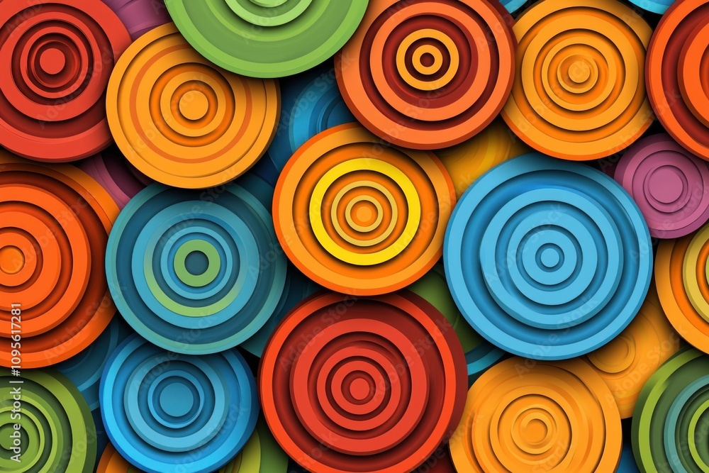 Poster colorful circular patterns abstract design digital art vibrant environment close-up view visual crea