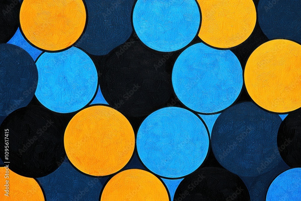 Poster dynamic circle patterns in vibrant colors abstract art contemporary design studio environment close-
