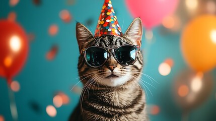 Celebrating feline fun cat party home photography colorful joy