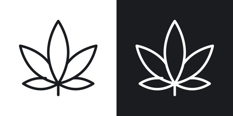 Weed icon set in blackthin line style.