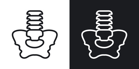 Pelvic area icon set in blackthin line style.