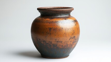 a brown pot with a white background