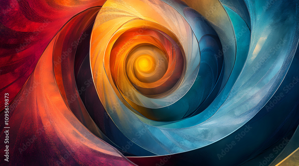 Aufkleber a vibrant, swirling abstract design featuring a gradient of colors transitioning from warm to cool h