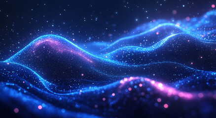 mesmerizing abstract background featuring glowing waves of blue and pink light, creating sense of depth and movement. Perfect for digital art and design projects