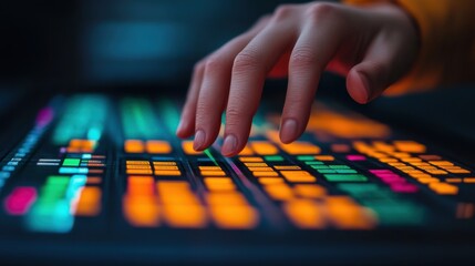 Professional Hand Engaging with Futuristic Trading Interface