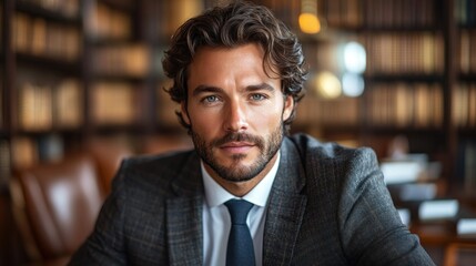 Fototapeta premium Handsome Man in Suit and Tie Looking at the Camera