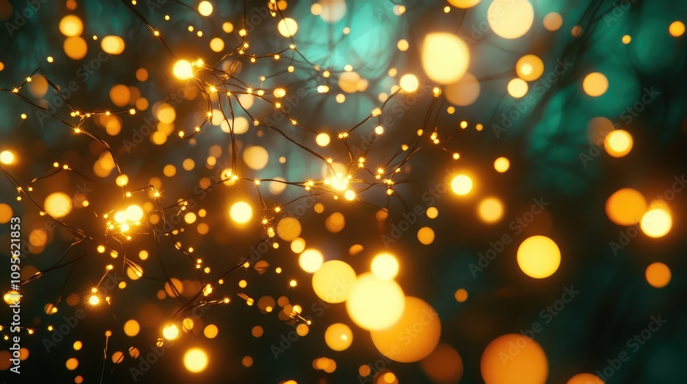 Aufkleber sparkling glowing lights in a dreamy background, creating a beautiful bokeh effect with warm tones o