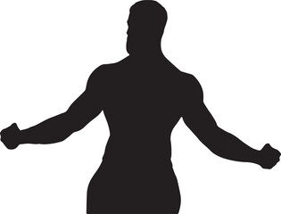 Vector Silhouette Collection: Clean and Bold Designs Handsome bodybuilder posing on white background, set of photos