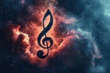 Musical harmony in the universe celestial notes cosmic space digital art astral environment abstract viewpoint sound concept